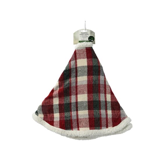 Boomrok Polyester Check Dia100.00-H0.10Cm Groen/Rood