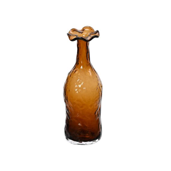 Vaas Glas Binnen Wood Grain Relief Dia9.50-H27.50Cm Bruin