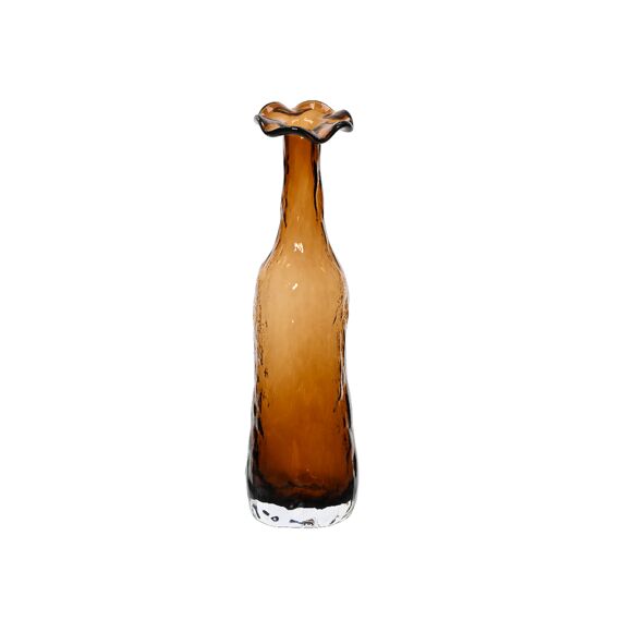 Vaas Glas Binnen Wood Grain Relief Dia9.50-H33.00Cm Bruin