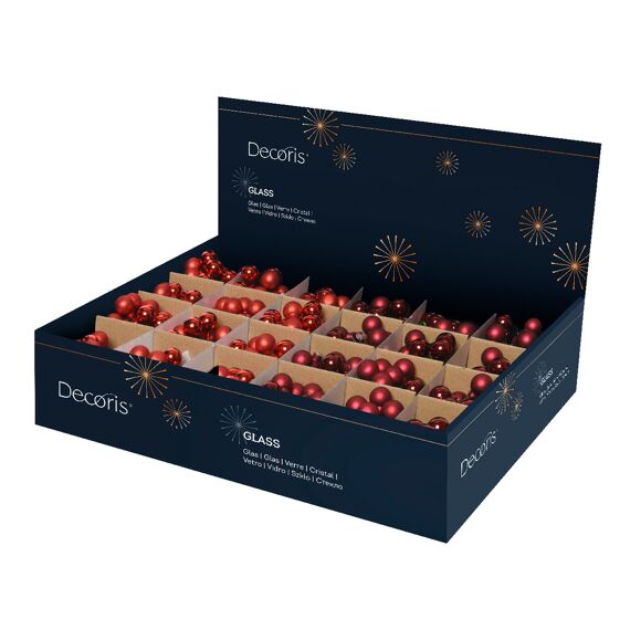 Kerstballen Op Draad Glas Mix Dia2.00Cm Kerstrood/Kleur 2 Assortiment Prijs Per Stuk