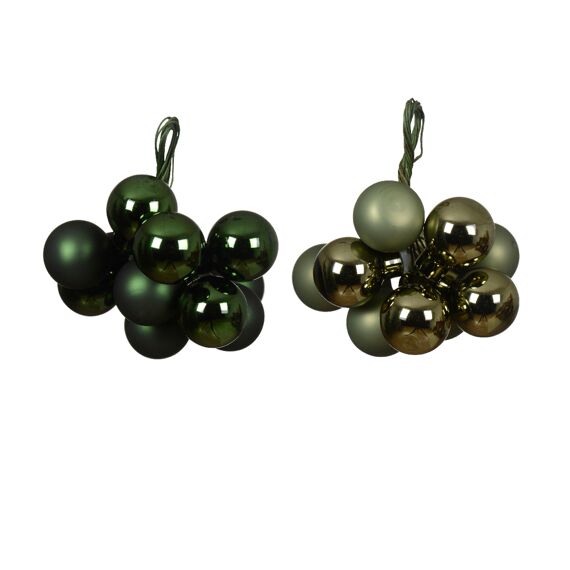 Kerstballen Op Draad Glas Mix Dia2.00Cm Groen/Kleur 2 Assortiment Prijs Per Stuk