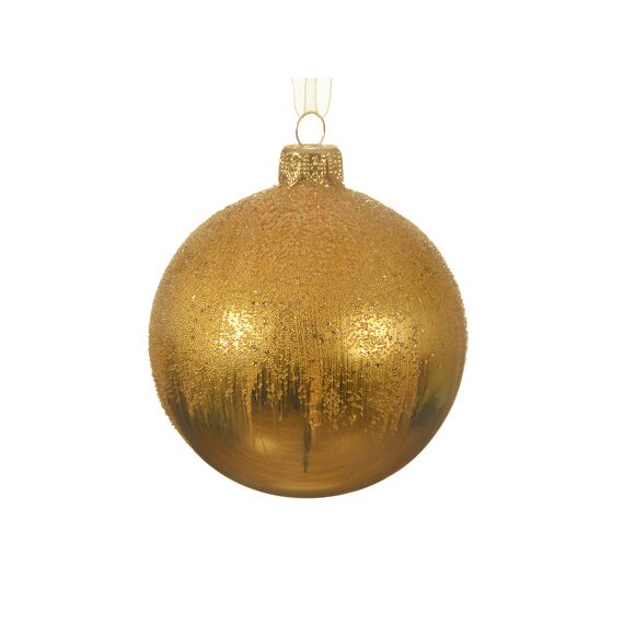 Kerstbal Glas Shiny Ballotine Top Dia8.00Cm Licht Goud