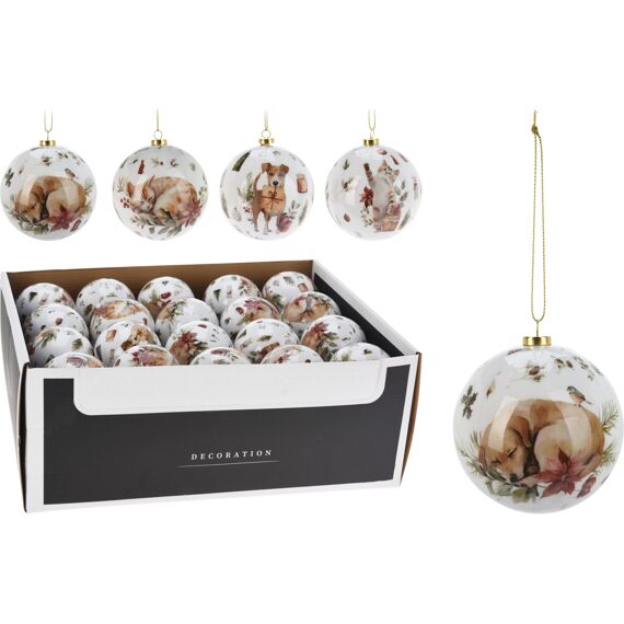 Kerstbal 8Cm Hond/Kat 4 Assortiment Prijs Per Stuk