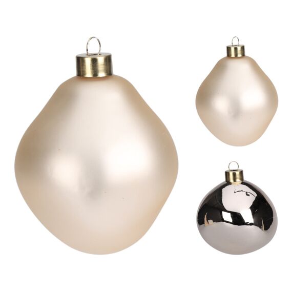 Kerstbal Glas 10Cm Champagne 2 Assortiment Prijs Per Stuk