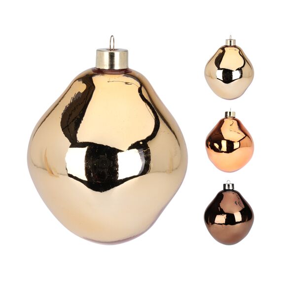 Kerstbal Glas 10Cm Warm Goud 3 Assortiment Prijs Per Stuk