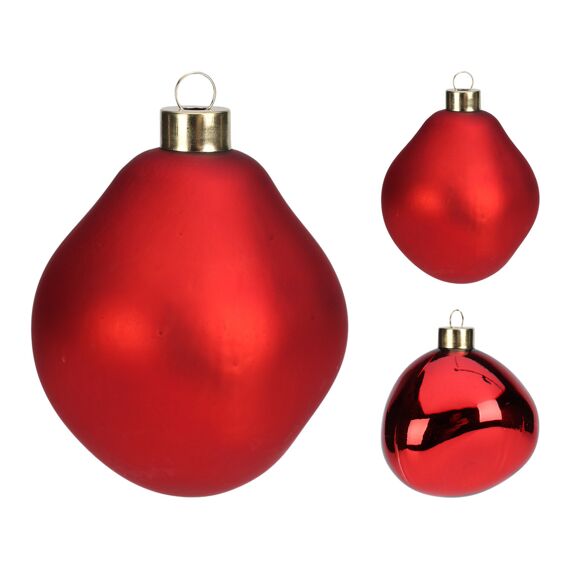 Kerstbal Glas 8Cm Set Van 2 Rood 2 Assortiment Prijs Per Stuk