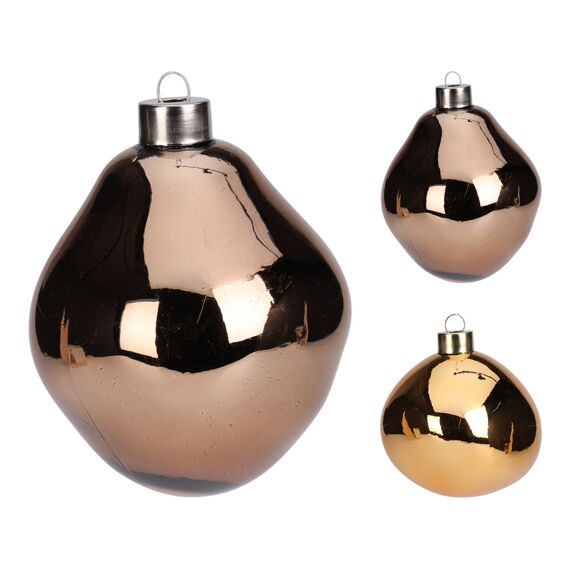 Kerstbal Glas 8Cm Set Van 2 Warm Goud 2 Assortiment Prijs Per Stuk