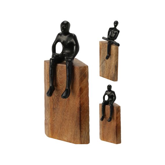 Figuur Op Houten Blok 23Cm Zw