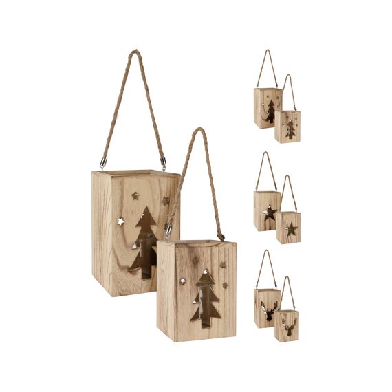 Lantaarn Hout Set 2 Stuks 3 Assortiment Prijs Per Set