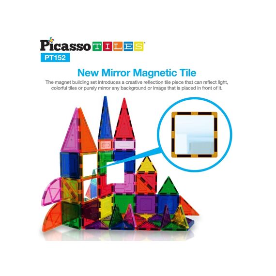 Picasso Tiles Block Design And Mirror Building Set 152 Stuks Magnetische Tegels