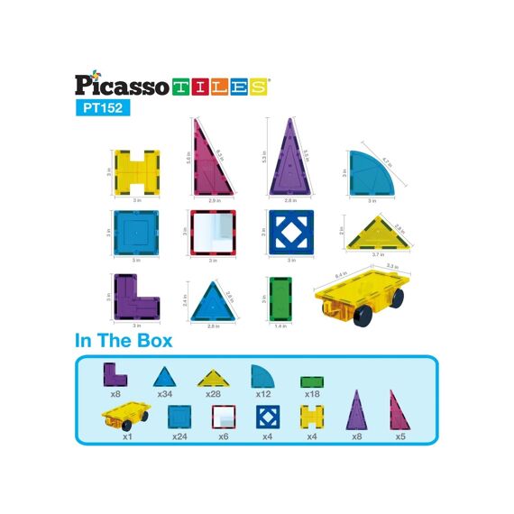 Picasso Tiles Block Design And Mirror Building Set 152 Stuks Magnetische Tegels