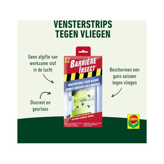 Compo Barrière Insect Vensterstrips Tegen Vliegen (2 X 6 St)