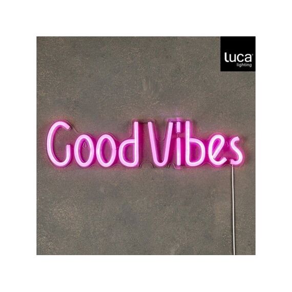 Neon Light Good Vibes Roze Ip20 Adapter Included En Timer - L50Xb1,5Xh12,5Cm