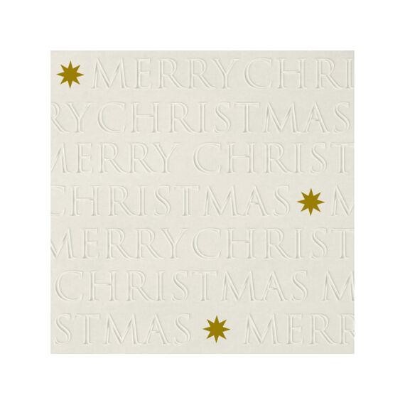 Ppd Christmas Letters Off White Relief Servetten 33X33Cm - 20 Stuks