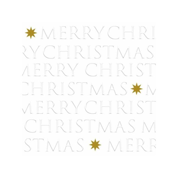 Ppd Christmas Letters Pearl Relief Servetten 33X33Cm - 20 Stuks