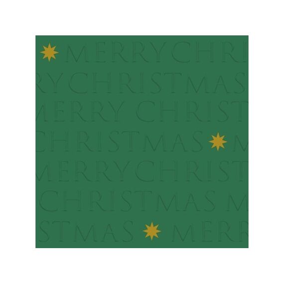 Ppd Christmas Letters Green Relief Servetten 33X33Cm - 20 Stuks