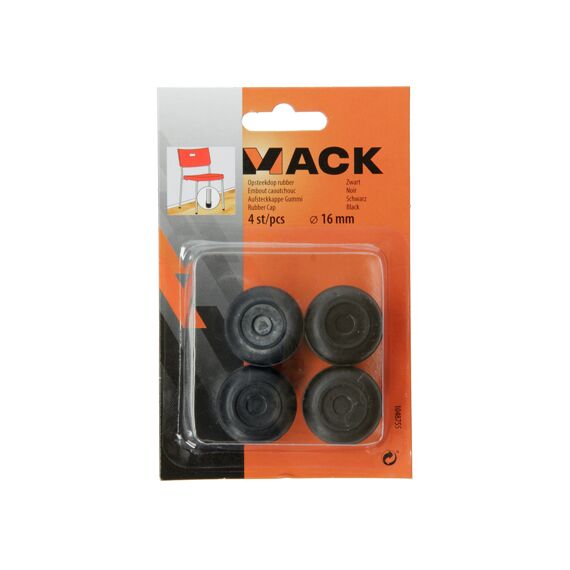 Mack Opsteekdop Rubber Zwart Ø 16 Mm 4 St/Pcs