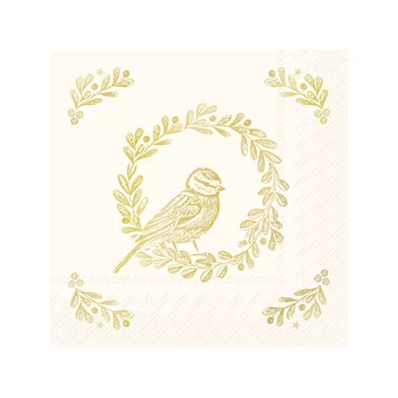 Ihr 10617 Bright Bird Wreath Cocktailservet Cream Gold