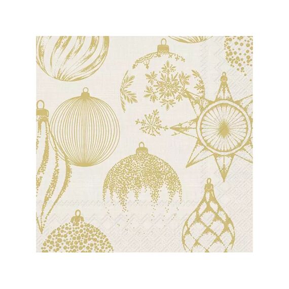 Ihr 10253 Shining Baubles Lunchservet Cream Gold