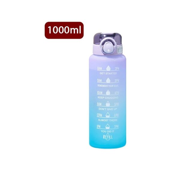 Motiverende Waterfles 1000Ml Blauw - Paars