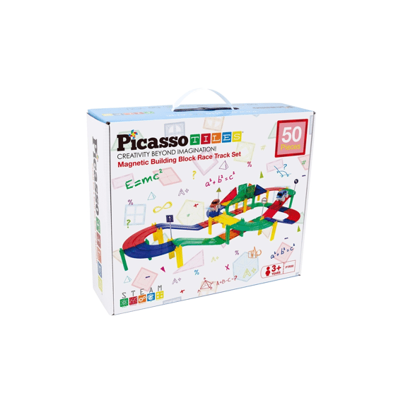 Picasso Tiles Racebaan + 2 Led Auto'S 50 Delig