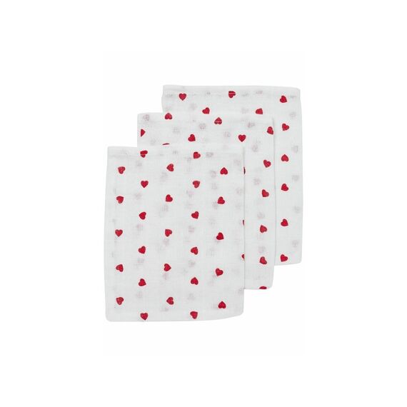 Meyco Baby Sweet Heart Washandjes 3 Pack Hydrofiel Red 20X17Cm