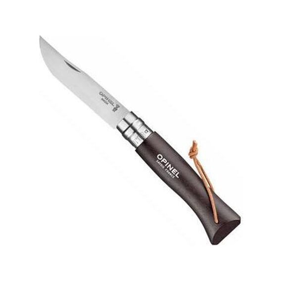 Zakmes N°08 Black Opinel Colorama Rvs/Zwart Leren Koord