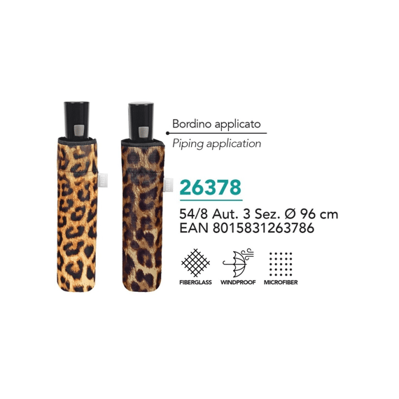 Perletti Paraplu Lady Mini Aut. 26378 Leopard