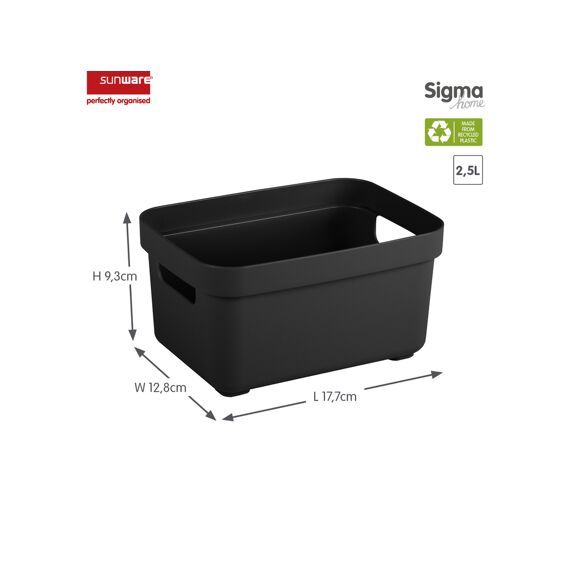 Sigma Home Opbergbox 2.5L Zwart 17.7X12.8X9.3Cm