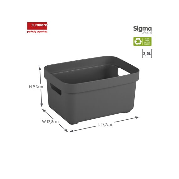 Sigma Home Opbergbox 2.5L Antraciet 17.7X12.8X9.3Cm