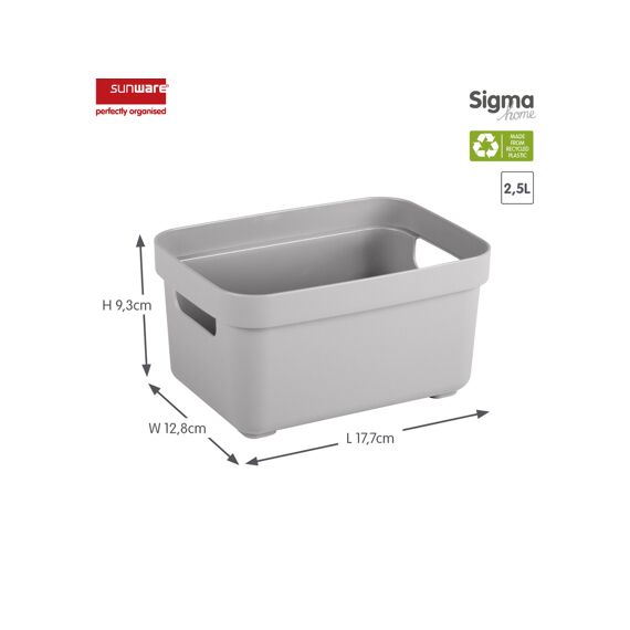 Sigma Home Opbergbox 2.5L Grijs 17.7X12.8X9.3Cm