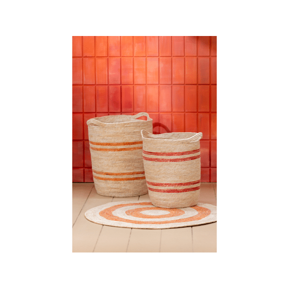 J-Line Mand Streep+Handvat Maïs Naturel M 35X35X41Cm