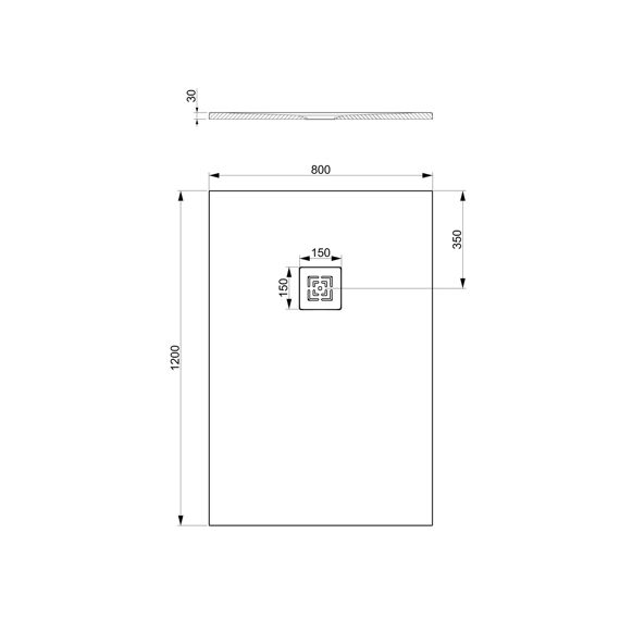 Amera Douchebak Rechthoekig 120X80X3 Cm - Wit