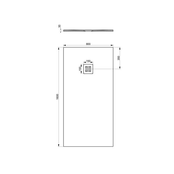 Amera Douchebak Rechthoekig 160X80X3 Cm - Wit