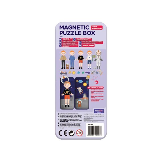 MierEdu Magnetische Puzzeldoos Reis - Ruimtevaarders 9X3,3X20,3Cm Bevat 2 Scenes