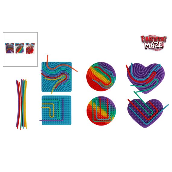 Fingerprint Maze Met 12 Sticks 12.5Cm Rond/Hart/Vierkant Assortiment Prijs Per Stuk