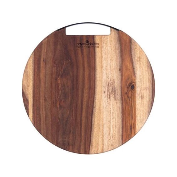 Pure Rose Wood Serveerplank Rond 1 Metalen Handvat 30Cm