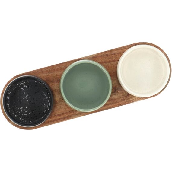 Cosy & Trendy Bites Aperoset 4Pcs - Serveerplank 32X10,5Cm + 3X Bowl D9,5X3,5Cm