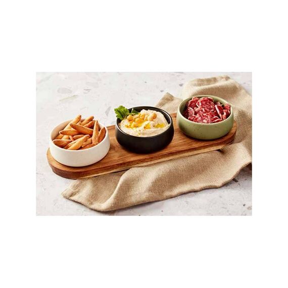 Cosy & Trendy Bites Aperoset 4Pcs - Serveerplank 32X10,5Cm + 3X Bowl D9,5X3,5Cm