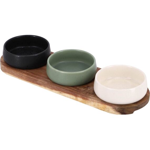 Cosy & Trendy Bites Aperoset 4Pcs - Serveerplank 32X10,5Cm + 3X Bowl D9,5X3,5Cm