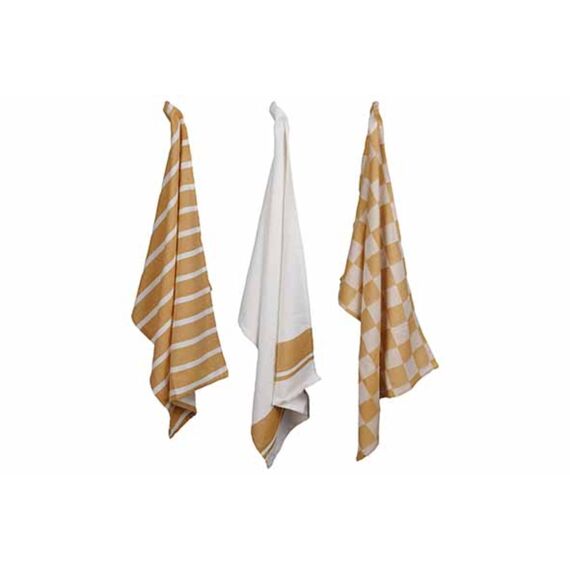 Cosy & Trendy Stoff Keukenhanddoek Amber Gold Set3 50X70Cm