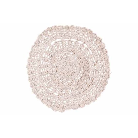 Placemat Crochet Wit 35x35xh,8cm Rond Katoen
