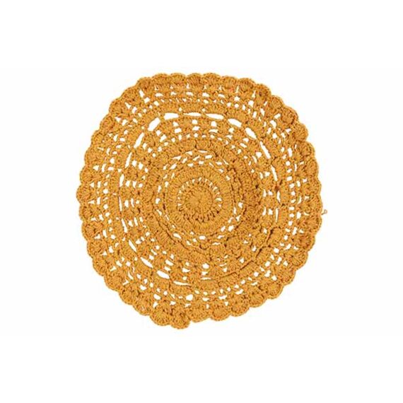 Placemat Crochet Oker 35x35xh,8cm Rond Katoen