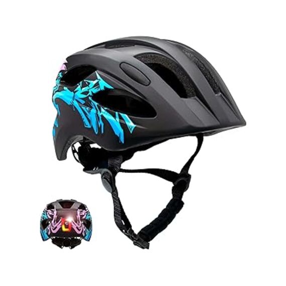 Crazy safety Fietshelm M 54-58Cm Usb Oplaadbaar Acherlicht Grafitti Black/Blue