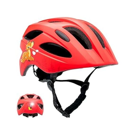 Crazy safety Fietshelm M 54-58Cm Usb Oplaadbaar Acherlicht Cute Red