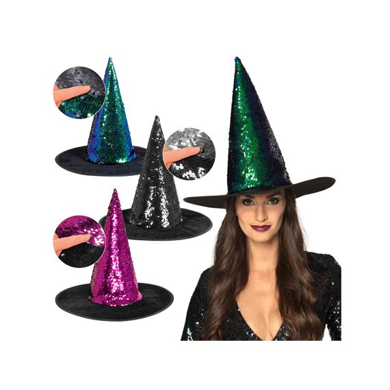 Halloween Hoed Witch Switch Assortiment Van 3 Kleuren