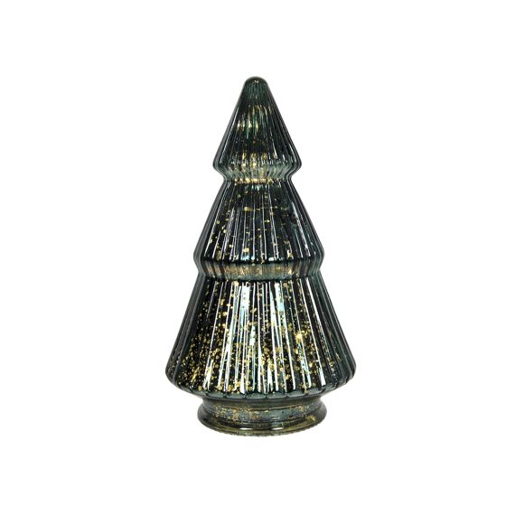 Kerstboom Glas Craquele Led Drops Groen 19Cm