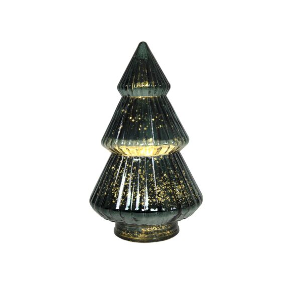 Kerstboom Glas Craquele Led Drops Groen 22Cm