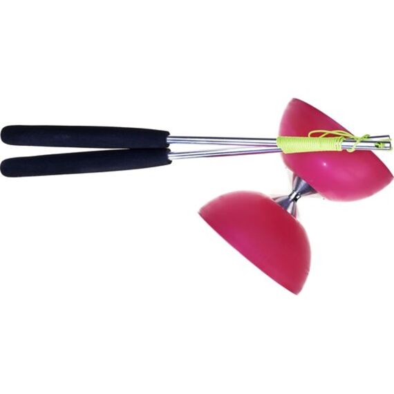 Set Acrobat 105 Rubber Diabolo Roze Met Alu Handvaten