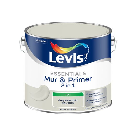 Levis Verf Essentials Mur & Primer Grey White 2.5L